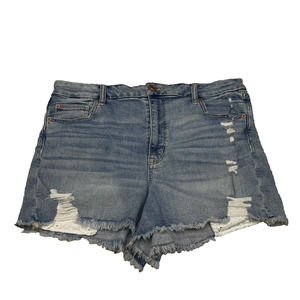 American Eagle Super Stretch Curvy Hi-Rise Shortie Blue Jean Denim Shorts Sz 16